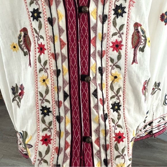 Zara Embroidered Linen Blend Floral Bird Jacket Shirt - Picture 8 of 17